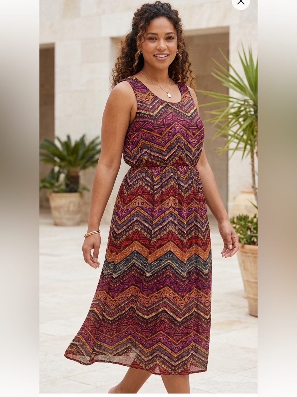 Speed Control Brand Multicolor Chevron Print Sleeveless Maxi Dress